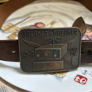 Vintage Brown Leather Belt with Breaker-Breaker Buckle
